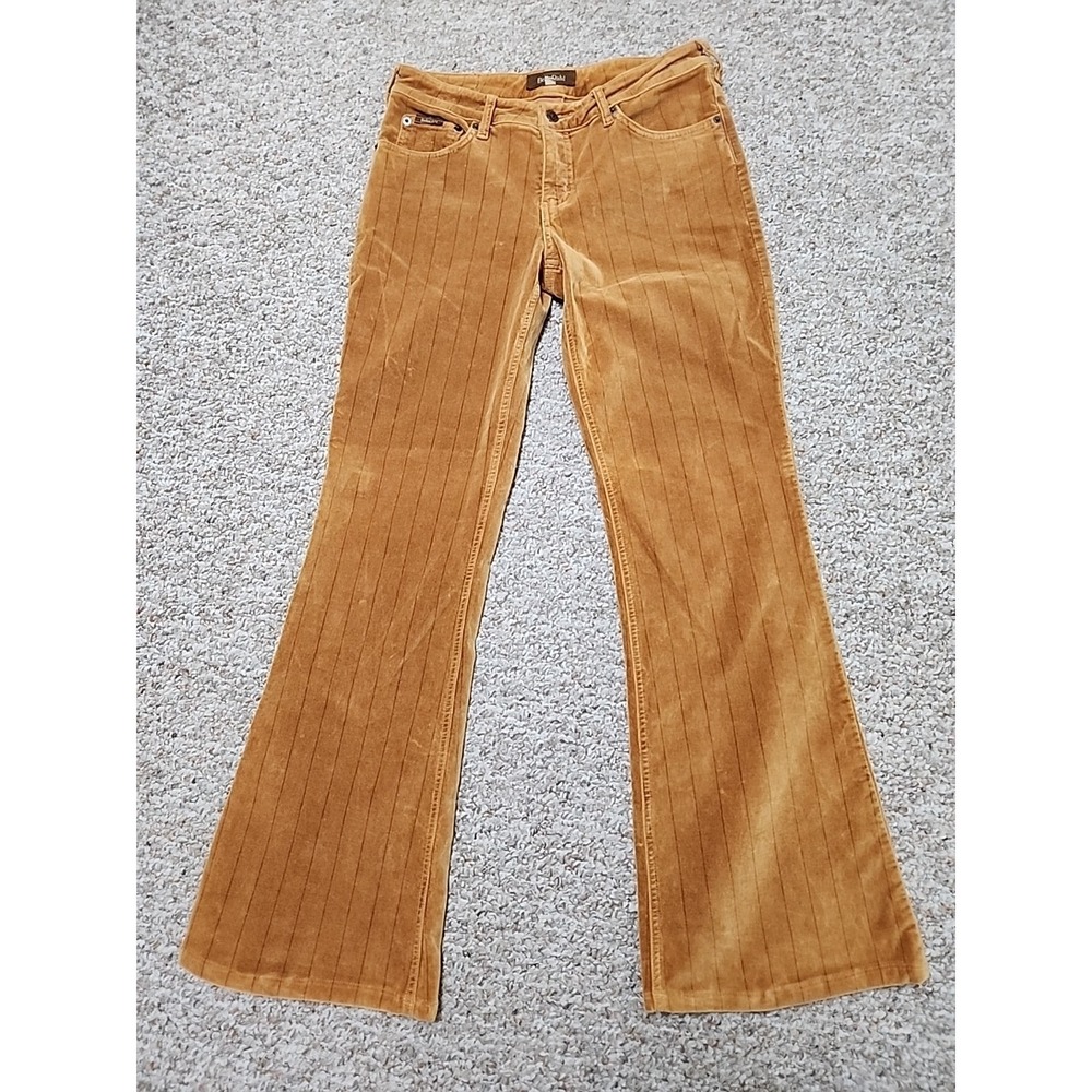 Bella Dahl Gold Honey Crushed Velvet Flared Bootcut Pants Women's 28 Retro USA